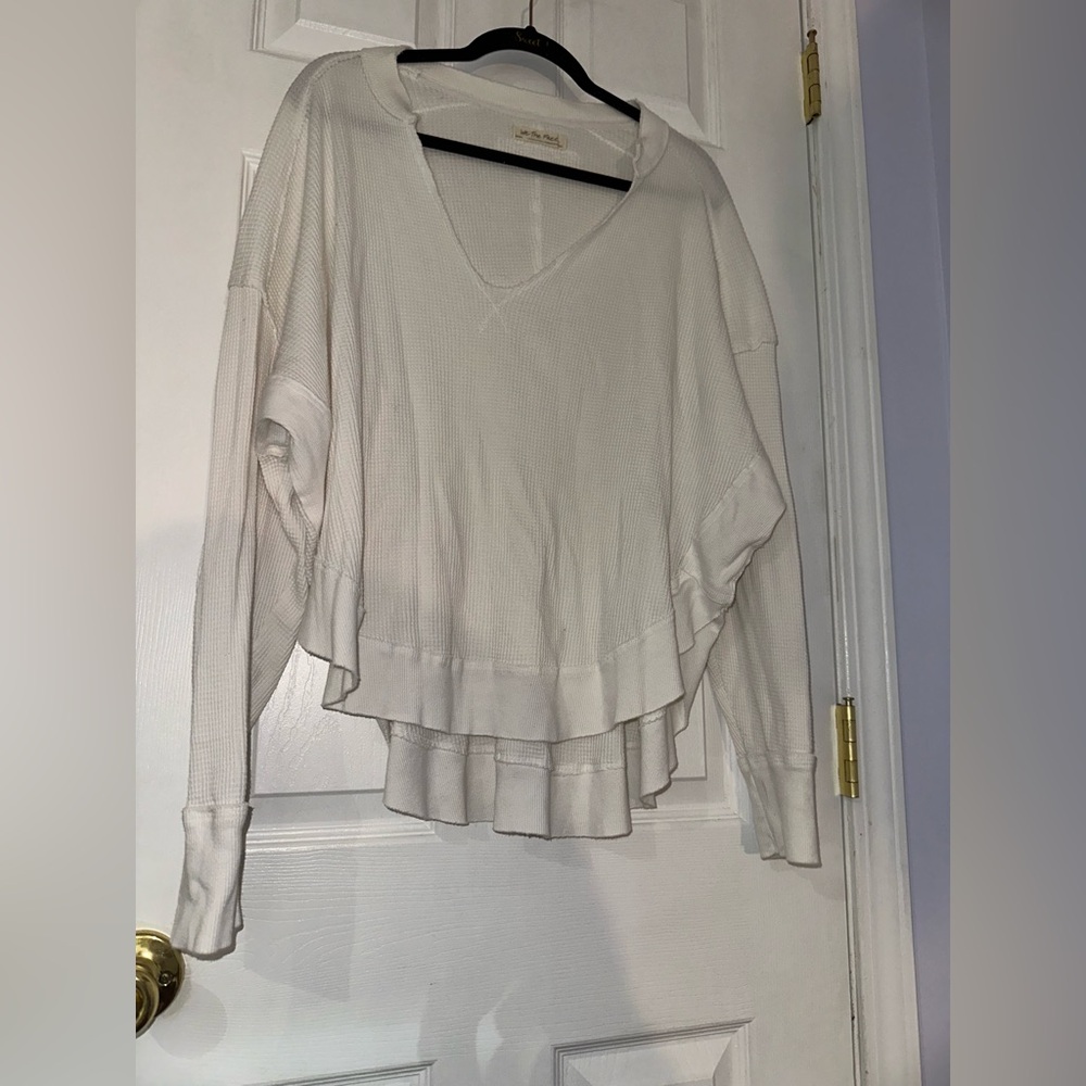 We The Free Cream Layered V-Neck Blouse (Small)